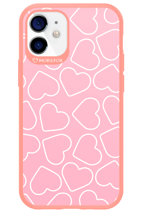 Line Heart Pink - Apple iPhone 12 Mini